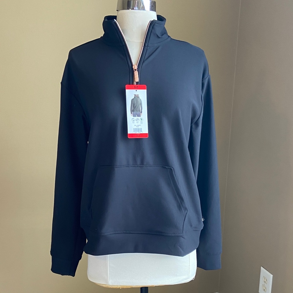 Skechers Go Walk NWT‎ Black 1/4 Zip Pullover Medium Athleisure Walking Travel